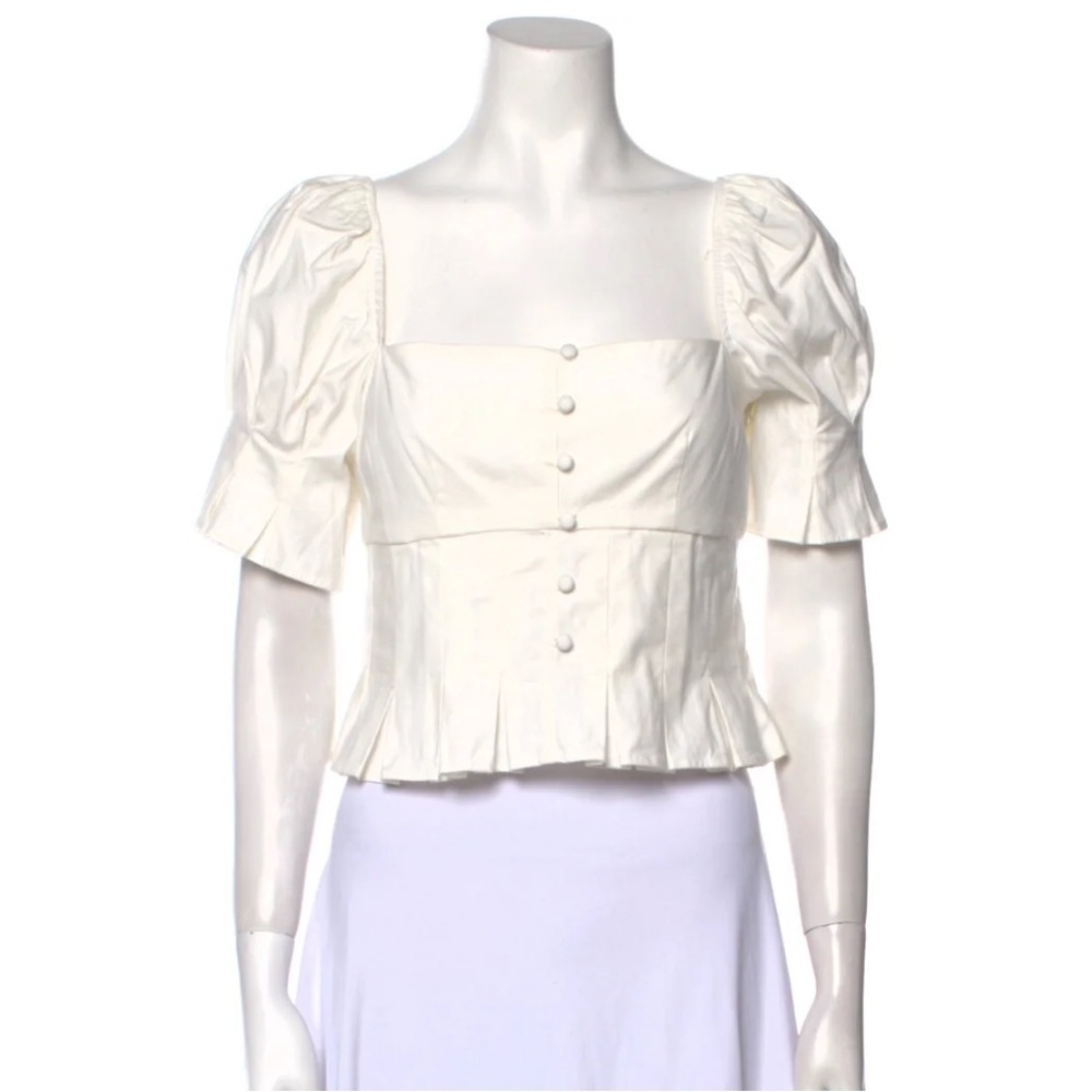 Reformation square neckline short sleeve crop top in white
